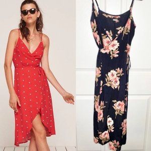 Reformation Black Floral Anouk Wrap Dress